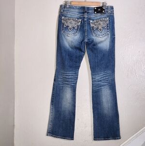 Miss Me Blue Boot Cut Jeans with Embellished Pockets